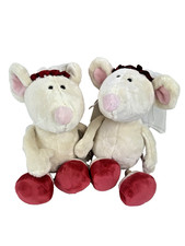 NICI Stofftiere Plüschtiere Mäuse 35 cm Weiß Creme Braut Schleier Hochzeit Deko
