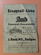 Bautz Ersatzteilliste Trommel Heuwender Landwirtschaft Traktor Tractor K52