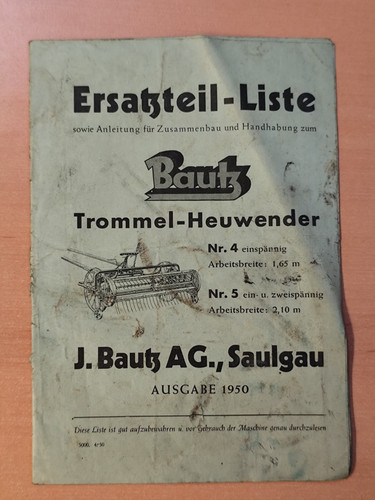 Bautz ersatzteilliste trommel - ersatzteilliste,