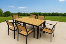 Gartengarnitur 7-tlg. Sitzgruppe Gartenmöbel Sitzgarnitur Tisch Stuhl Wood Braun