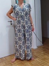 Damen Jumpsuit Einteiler Overall Gr. 4XL 48 50 Blumen blau Sommer Reise