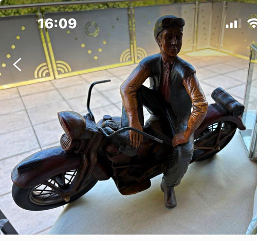 Motorrad dekofigur mit - motorrad, fahrer