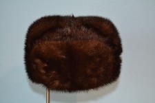 Nerzmütze Uschanka Echtfell russische Wintermütze Pelzmütze Vintage Gr. 54-55