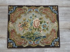 vintage Stickbild / Gobelinstickerei Handarbeit - Blumen - Brauntöne 51 x 43 cm