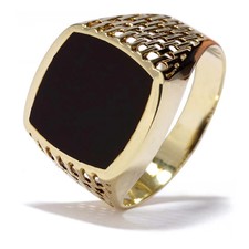 Siegelring aus 585er Gelbgold mit einem Onyx Gr. 63 Gewicht 5,64g