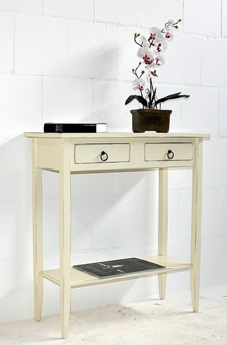 Massivholz konsolentisch creme - massivholz,