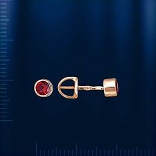 Russische Rose Rotgold 585 Ohrringe mit Korund 4mm Schraubverschluss Glänzend