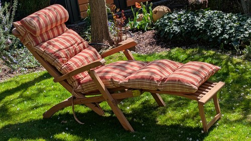 Teak garden deckchair - garden,