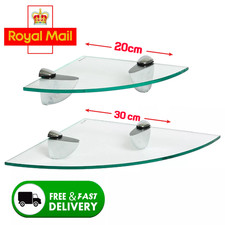 Glas Eckregal Regale 20 cm und 30 cm Schwebend Aufbewahrung Bad Lounge