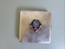 Antike 925 Silber Zigarettenetui - Email - Wappen - England 1940er Jahre