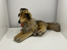 Steiff Tier Sammler Stofftier Hund Collie 22 x 15,5 cm. Top Zustand  (Fahne abge