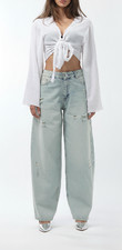 Damen Distressed Baggy Jeans