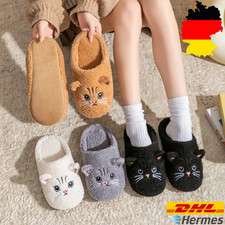 Katzen-Design Plüsch Damen-Hausschuhe rutschfest weich warm Unisex Indoor Winter