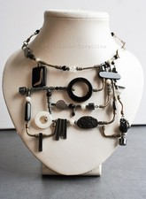 Abstract Statement Necklace Kandinsky Style Onyx Agate Hematite Modern Art