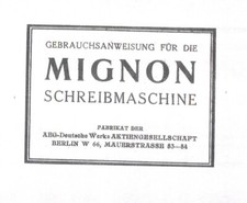 Gebrauchsanleitung für die Mignon Schreibmasachine
