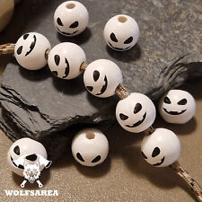 Großlochperlen 10 Schima Holzperlen basteln mit Monster Gesicht Halloween Beads