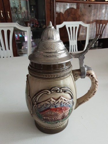 Bierkrug mit zinndeckel l - zinndeckel,
