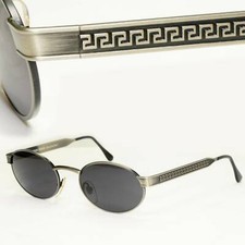 Gianni Versace 1996 Vintage silber schwarz oval Metall Sonnenbrille MOD S58 KOL 943