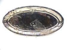 Vorlegeplatte versilbert für Fisch Karpfen Koi Jugendstil Ø 50 cm