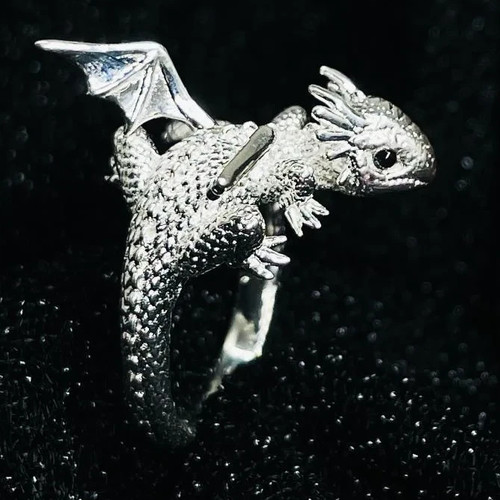 Drachen ring silberfarben - drachen,