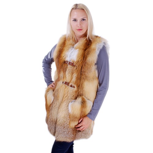 Weste aus echtem rot fuchs - rot,
