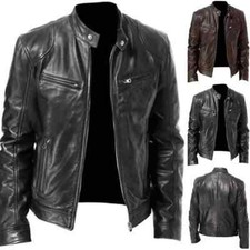 Neu Herren Lederjacke Motorrad