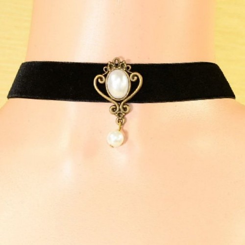 Gothic collier perlen weiss - gothic,