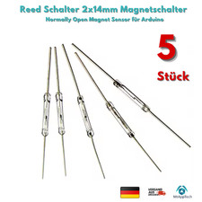 5x Reed Schalter 2x14mm Magnetschalter | Normally Open Magnet Sensor für Arduino