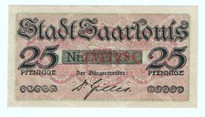 ⛧SAARLOUIS 1918: "Bürgermeister Dr. Gilles", C-25 Pfg. NOTGELD 