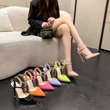 Damen High Heels Pumps Stiletto Schnalle Sandalen Stilettoabsatz Schuhe Gr.35-46