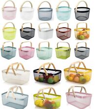 Obstkörbe Aufbewahrungskorb mit Holz Henkel, Drahtkörbe Metallkorb Korb Metall