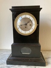 Antike große Biedermeier Stockuhr Sägefurnier ebonisiert Schellackpolitur