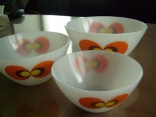 3 Jenaer Glas Opal Schott Mainz Pfauenauge Auflaufformen Vintage Schüssel