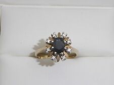14K Gold Ring 585 Gelbgold 5,3g Saphir Diamant Verlobungsring RG 60 - 19 mm 8562