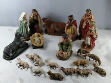 Krippenfiguren für Weihnachtskrippe 21 Figuren Gips ca. 20 cm wohl nach 1900