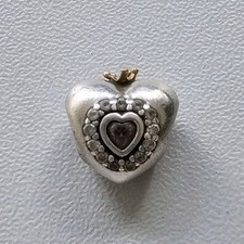 Pandora Pink Princess Herz Charm 925er Silber und Krone aus Gold