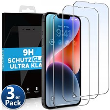 3x Echt Glas für iPhone 16 15 14 13 12 11 XR X 8 Pro Max Mini Panzerfolie Schutz