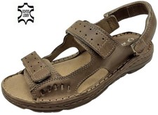 ✅ Leder Herren Klettverschluss Sandalen Pantolette braun  Hausschuhe EU Ware