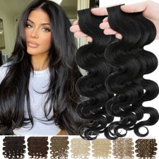 DICK Tape In Stick 100% Remy Echthaar Hair Extensions Haarteile Gewellt 40 50CM