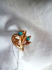 Ring 916 Gold 22 Karat filigran floral antik Design Türkis USA native art Gr. 52