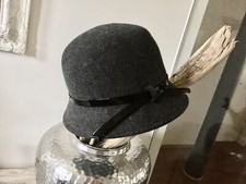 Damenhut Deko Band Lackschwarz grau  100% Wolle Made in Italy