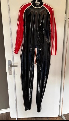 Latex catsuit schwarz - latex,
