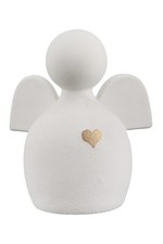 Gilde Figur Engel "Heart" Keramik Weiß Sandige Oberfläche Groß Goldenes Herz
