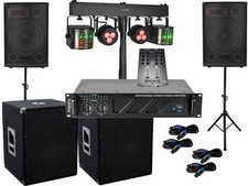PA Komplett Set 18 Powermixer Anlage LED Licht Verstärke Musikanlage 3100Watt