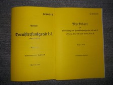 Dienstvorschrift Dv. Tornisterfunkgerät b1 1940 & Tornisterfunkgerät b1 & f 1938