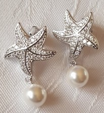 !!! Chic !!! Klassisch schöne 925 Silber Seestern Ohrstecker  Perle + Zirkonia 