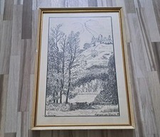 W# Bild ohne Rahmen!! Morgen am Rhein Bleistiftzeichnung v. W. Gröpler 40x30 cm