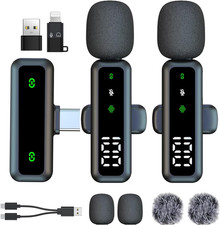 Kabelloses Lavalier Mikrofon mit LED – Clip Mic mit Noise Cancelling, Universal.
