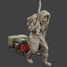 Mann mit Schlitten & Zubehör