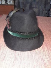 Trachtenhut Filzhut Damenhut schwarz mit Samtband und Federn